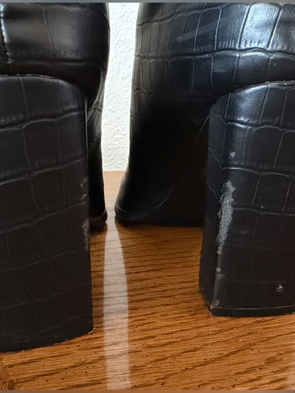 Tall Black Crocodile Embossed Over-the-Knee Boots